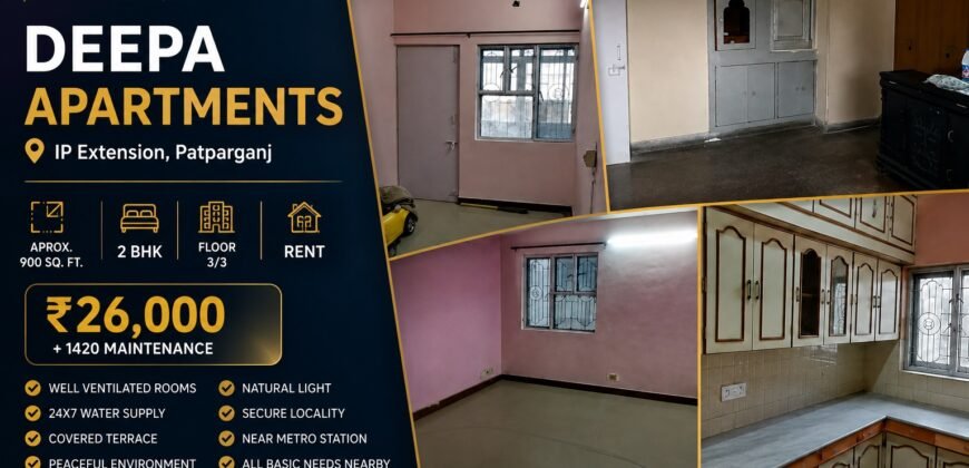2BHK Flat for Rent in Deepa Apartments IP Extension