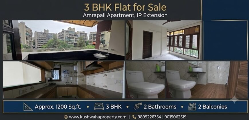 3 BHK Flat for Rent in Milan Vihar Apartment, IP Extension