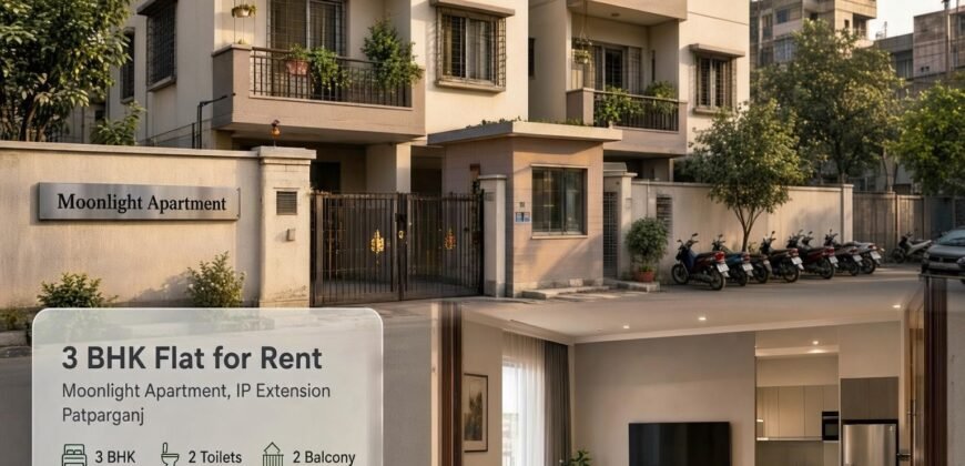 3 BHK Flat for Rent, Moonlight Apartment IP Extension, Patparganj
