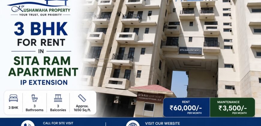 3 BHK for Rent, Sita Ram Apartment, IP Extension, Patparganj