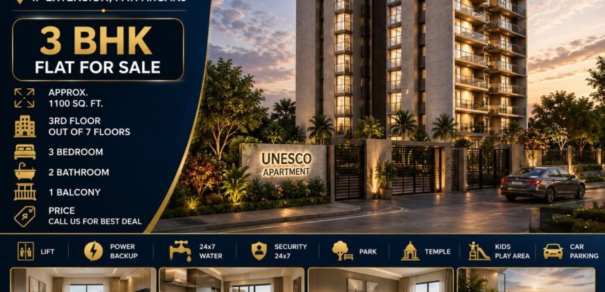 3 BHK Flat in UNESCO Apartment IP Extension Patparganj