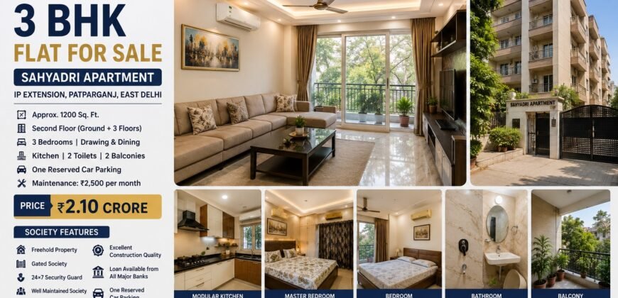 3 BHK Flat for Sale | Sahyadri Apartment, IP Extension Patparganj