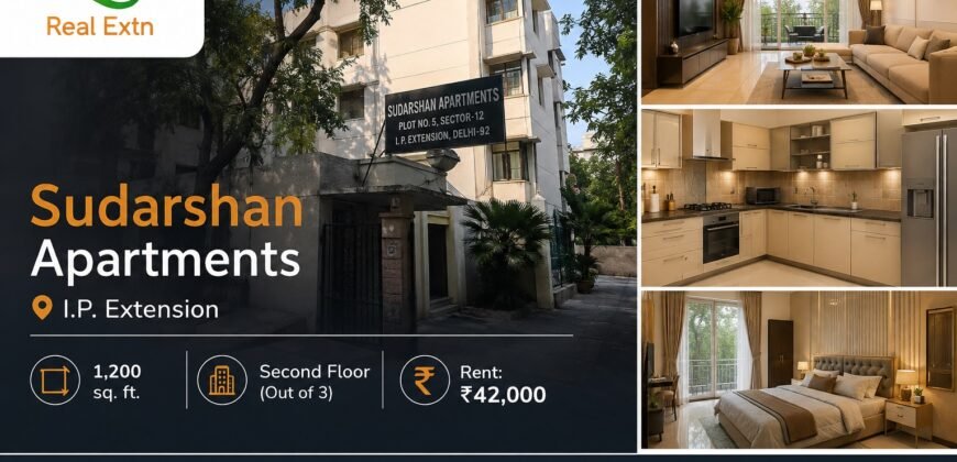 3 BHK flat for Rent | Sudarshan Apartments, I.P. Extension