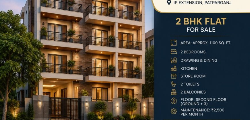 Saraswati Apartment, IP Extension | 2 BHK Freehold Flat for Sale