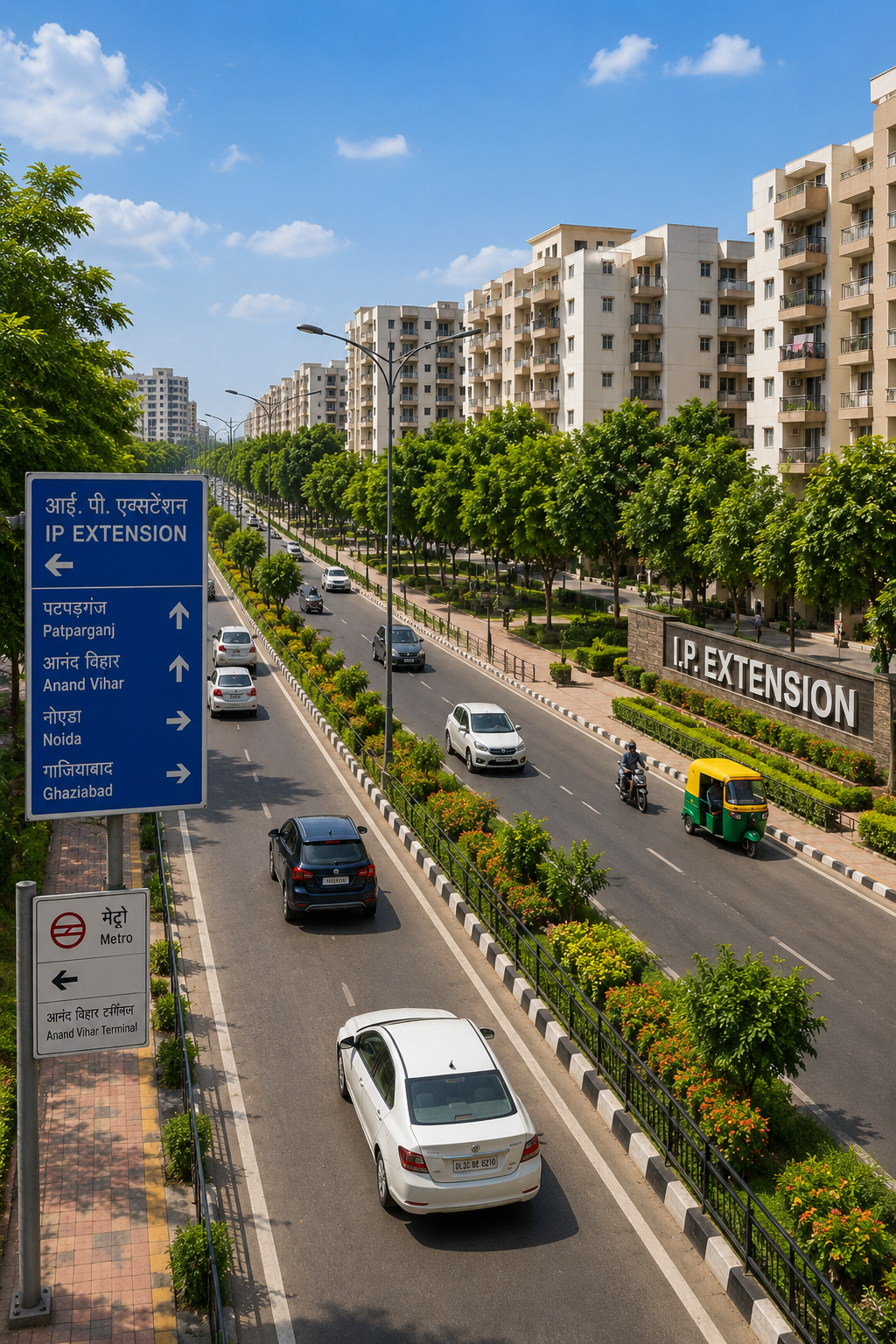 Wide roads and excellent connectivity in IP Extension East Delhi