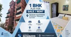 1 BHK Flat for Rent, Saransh Apartment, Patparganj