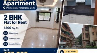 2 BHK Flat for Rent 1200 sqft, Gaurav Apartment, IP Extension, Patparganj