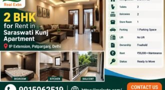 2 BHK Flat for Rent in Saraswati Kunj Apartment, IP Extension