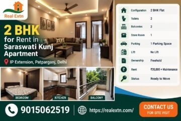 2 BHK Flat for Rent in Saraswati Kunj Apartment, IP Extension