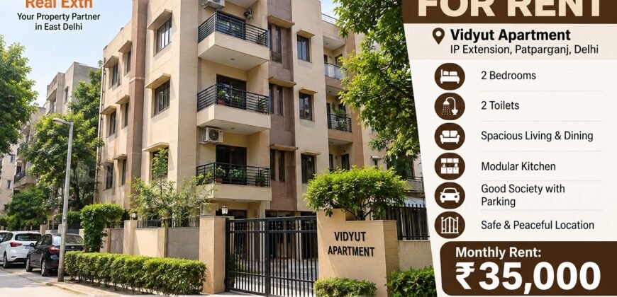 2 BHK Flat for Rent in Vidyut Apartment IP Extension, Patparganj