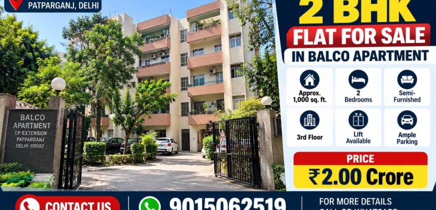 2 BHK Flat for Sale 1000 sqft in Balco Apartment, IP Extension
