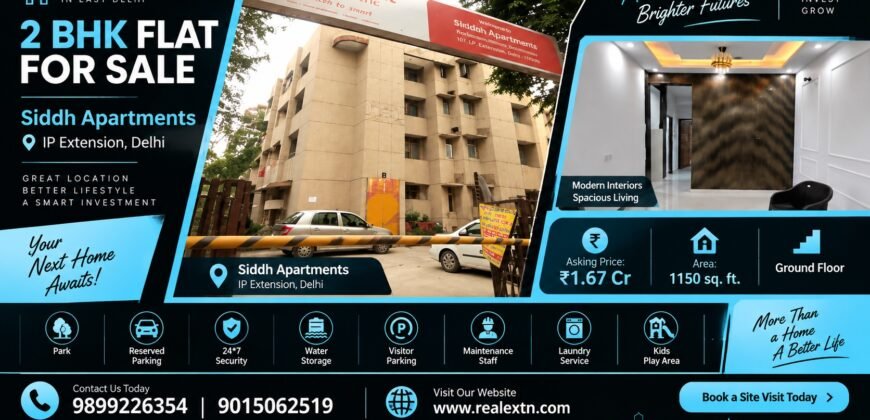 2 BHK Flat for Sale in Siddh Apartment, IP Extension, New Delhi