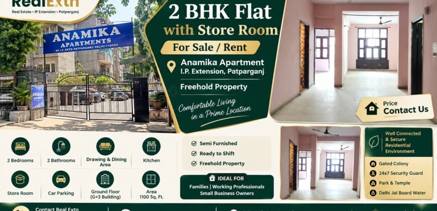 Buy 2 BHK Flat in Anamika Apartment, IP Extension, Patparganj