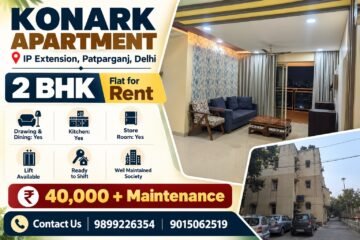 2 BHK for Rent in Konark Apartment, IP Extension, Patparganj, Delhi