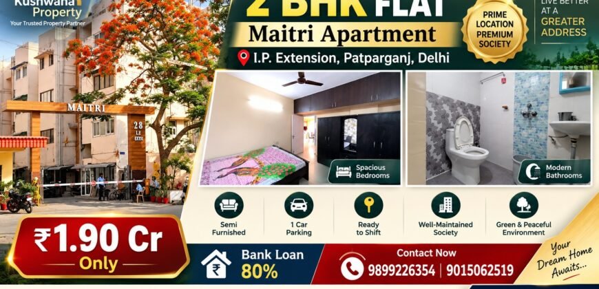 2 BHK Flat with 1000 SqFt for Sale in Maitri Apartment, IP Extension