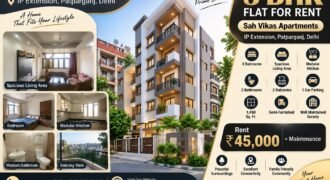 Sah Vikas Apartments 3 BHK Flat with Lift for Rent in IP Extension