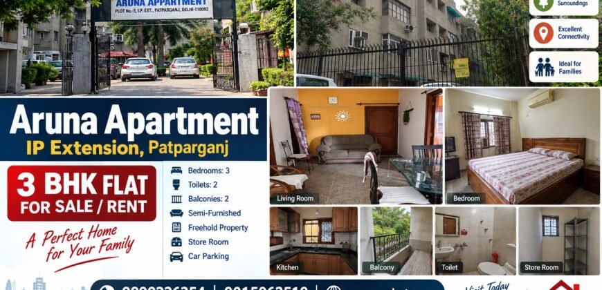 Aruna Apartment IP Extension, 3 BHK Flat for Sale in Patparganj