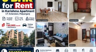 3 BHK Flat for Rent in Karishma Apartment, I.P. Extension