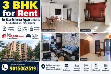 3 BHK Flat for Rent in Karishma Apartment, I.P. Extension
