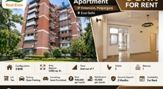 3 BHK Flat for Rent in Paradise Apartment, IP Extension Patparganj