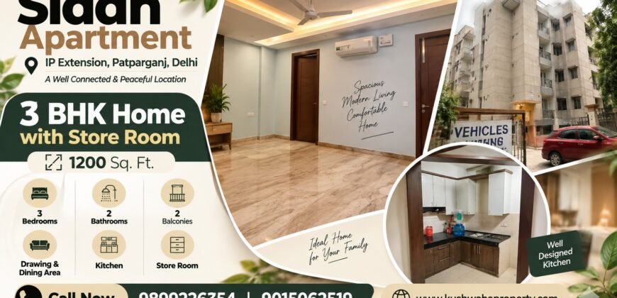3 BHK Flat for Rent in Siddh Apartment, IP Extension, Patparganj