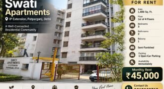 3 BHK Rental Flat in Swati Apartments, IP Extension, Patparganj