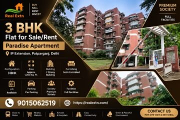 3 BHK Rental Flat in Paradise Apartment, IP Extension