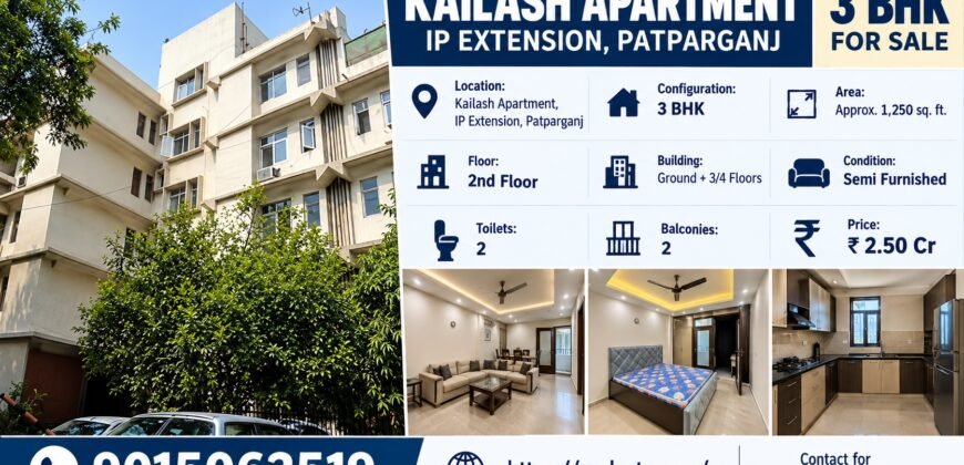 3 BHK Flat for Sale in Kailash Apartment, IP Extension, Patparganj