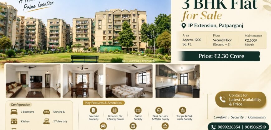 3 BHK Flat for Sale in Pharma Apartment, IP Extension, Patparganj
