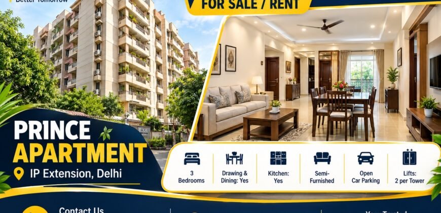 3 BHK Flat for Sale in Prince Apartment, IP Extension, Patparganj