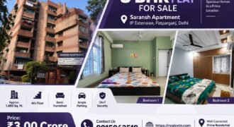 Available 3 BHK Flat for Sale in Saransh Apartment, IP Extension