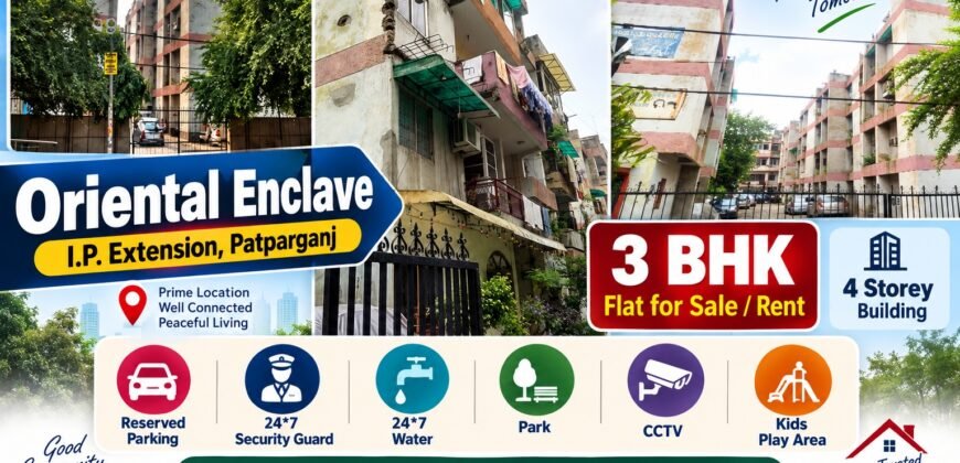 Buy Now 3 BHK Flat in Oriental Enclave, I.P. Extension, Patparganj