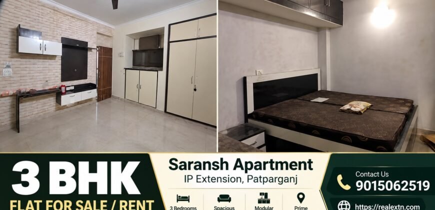 3 BHK Rental Flat in Saransh Apartment, IP Extension Patparganj