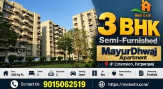 3 BHK Semi-Furnished for Rent, MayurDhwaj Apartment, IP Extension