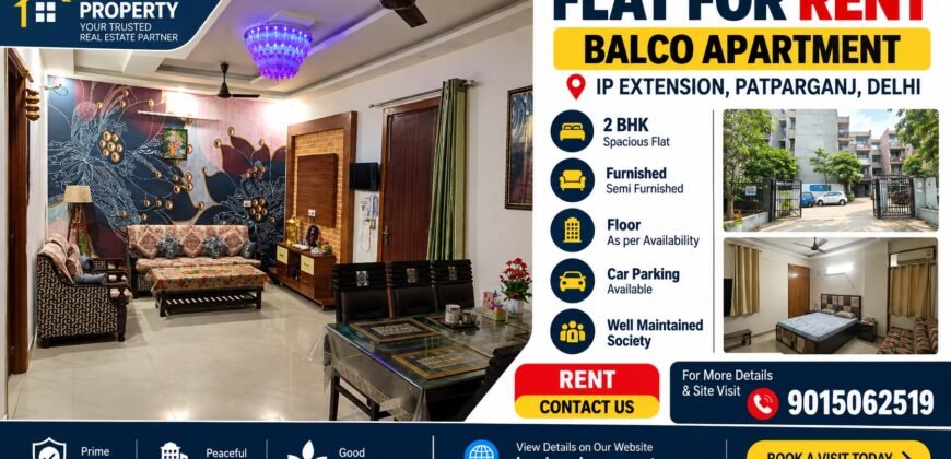 3 BHK Rental Flat in Balco Apartment, IP Extension Delhi