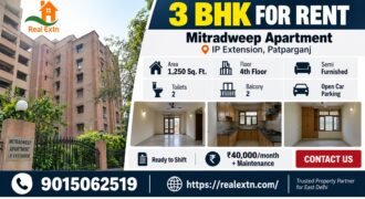 3 BHK for Rent in Mitradweep Apartment, IP Extension, Patparganj