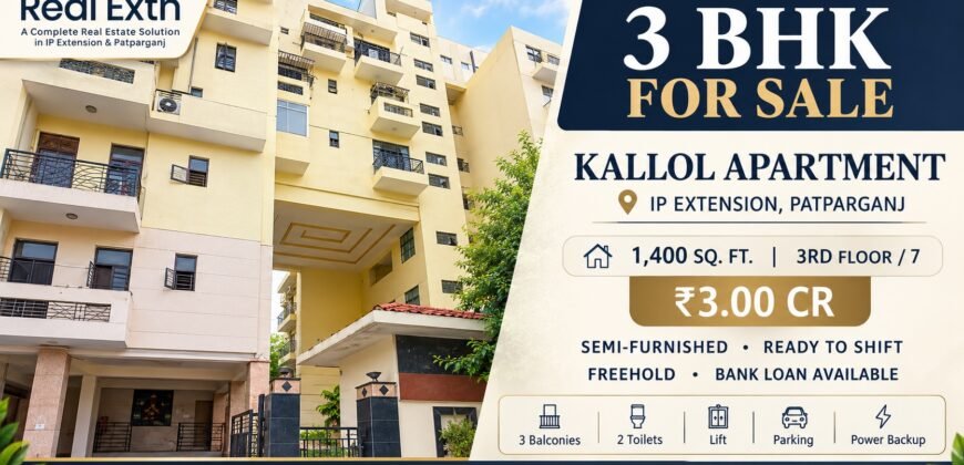 3 BHK for Sale in Kallol Apartment, IP Extension, Patparganj