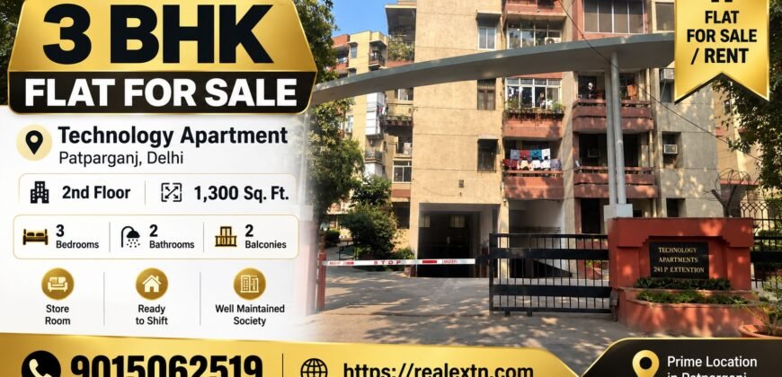 Spacious 3 BHK for Sale in Technology Apartment, Patparganj