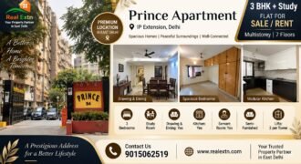 3 BHK with Study for Sale in Prince Apartment, IP Extension,