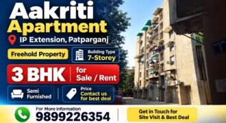 Aakriti Apartment 3 BHK for Rent in IP Extension, Patparganj