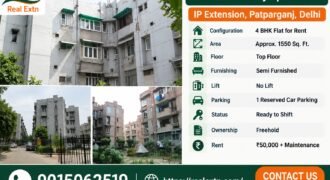 4 BHK Rental Flat in Saraswati Kunj Apartment, IP Extension
