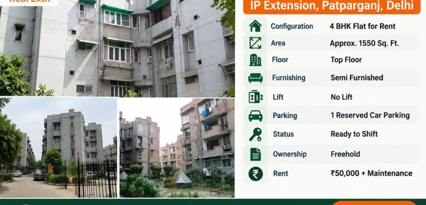 4 BHK Rental Flat in Saraswati Kunj Apartment, IP Extension