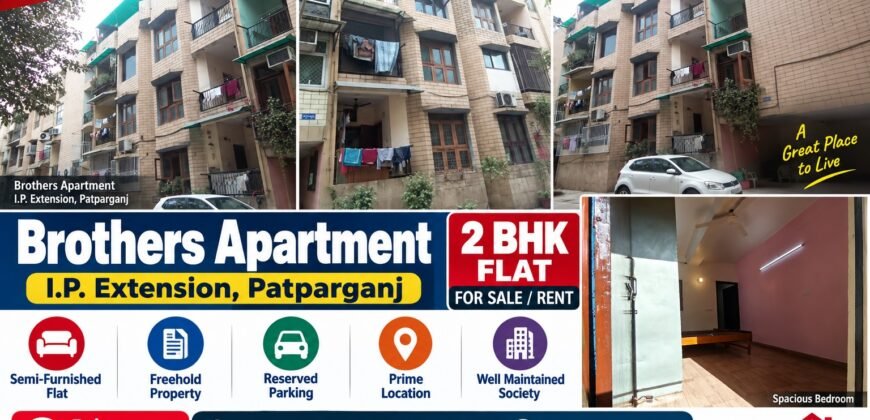 2 BHK Duplex for Rent in Brother Apartment, IP Extension