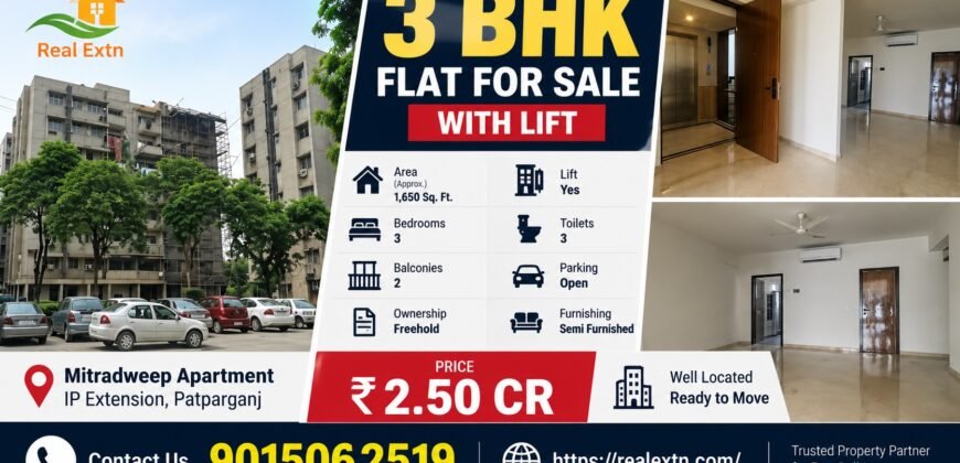 Mitradweep Apartment, 3 BHK for Sale in IP Extension, Patparganj