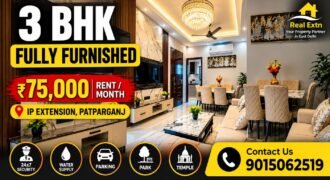 Fully Furnished 3 BHK Flat for Rent in Narwana Apartment, IP Extension