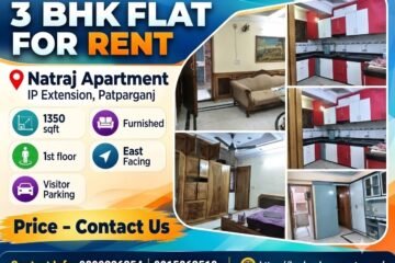 3 BHK Furnished Flat for Rent in Natraj Apartment, IP Extension