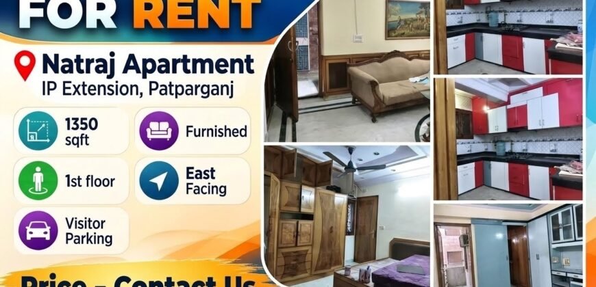 3 BHK Furnished Flat for Rent in Natraj Apartment, IP Extension