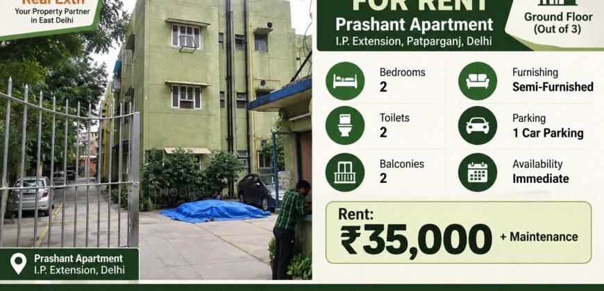 Rental Flat 2 BHK in Prashant Apartment, IP Extension
