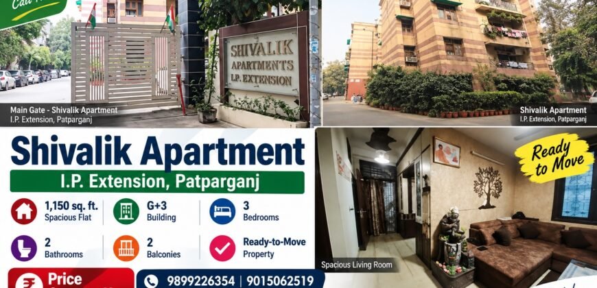 3 BHK for Rent in Shivalik Apartment, IP Extension, East Delhi