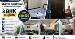 Spacious 3 BHK Duplex for Rent in Dharma Apartment, IP Extension